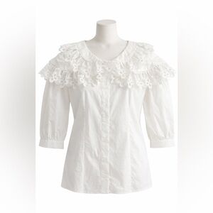 Sandro White Lace Collar Blouse